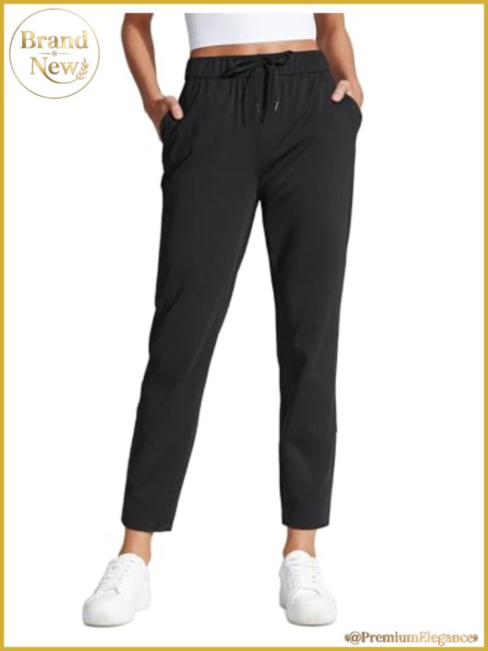 CRZ YOGA 4-Way Stretch Ankle Pants 27" Mid Rise Slim Fit Drawstring